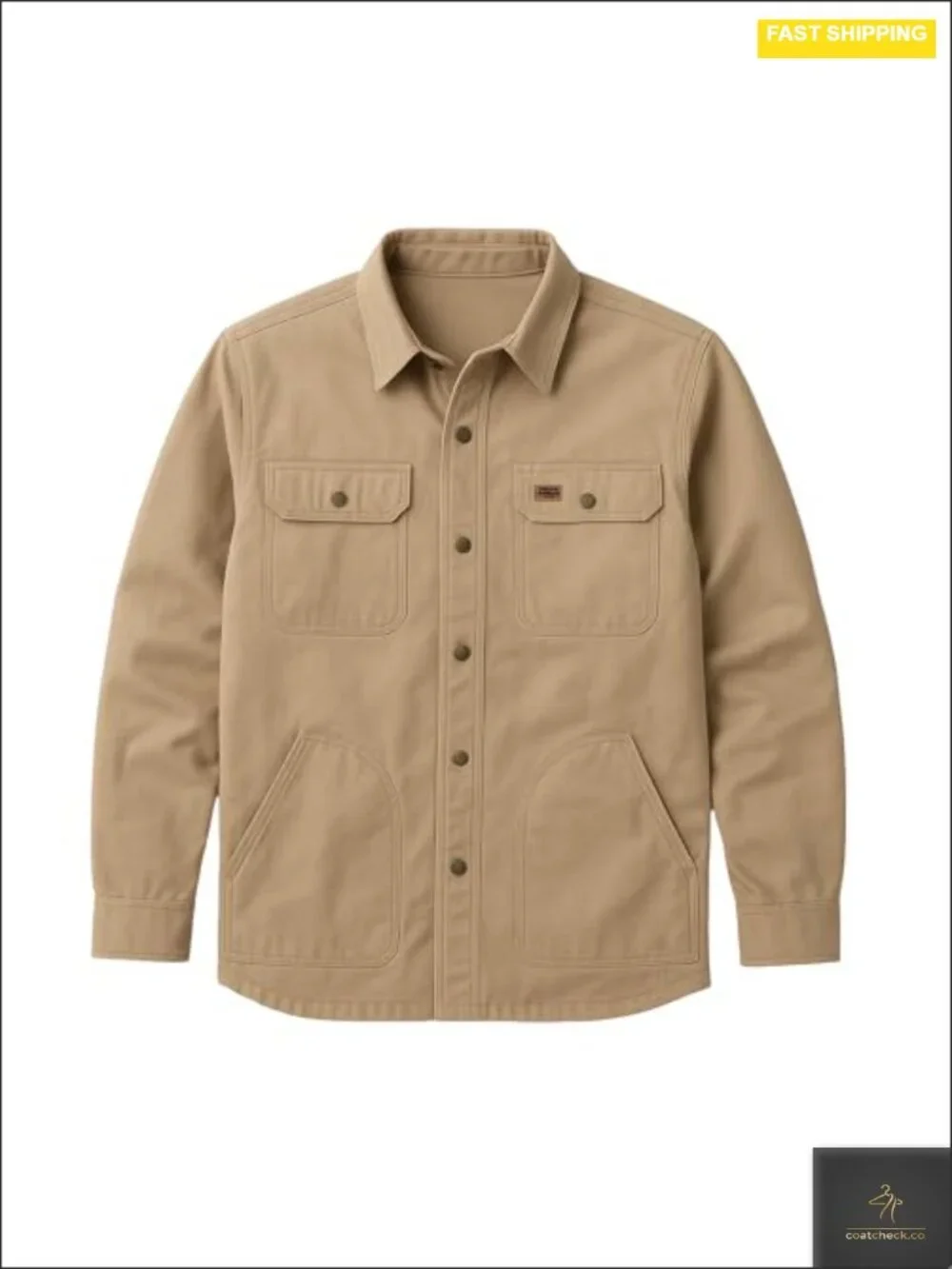 Men's Cotton Shirt Jacket Snap Front Water Resistant Flannel Lined Long Sleeve
